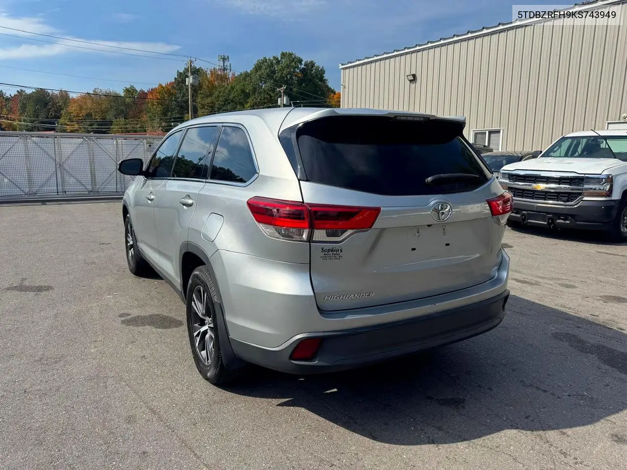 2019 TOYOTA HIGHLANDER VIN 5TDBZRFH9KS743949 — фото 2