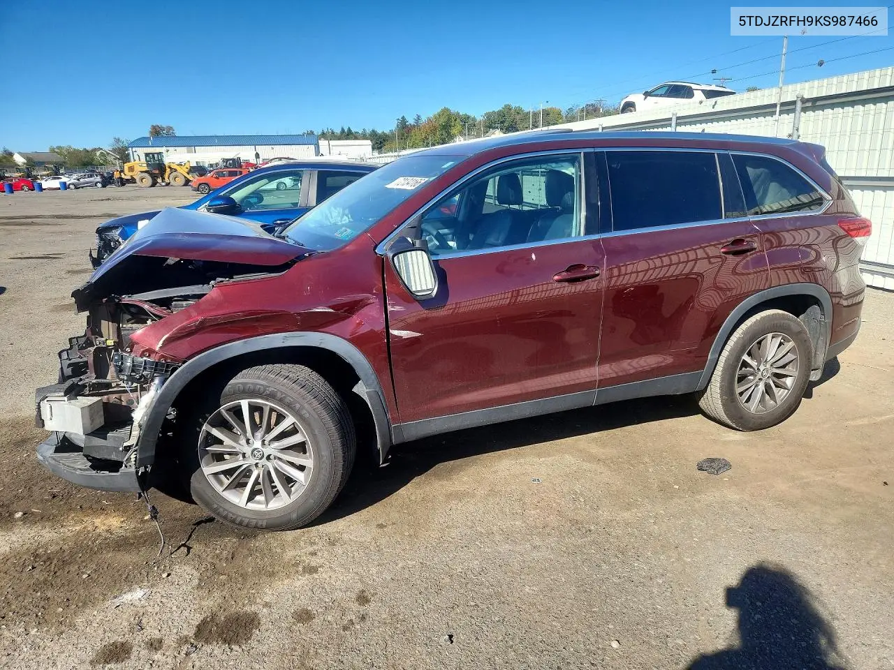 TOYOTA HIGHLANDER 2019, VIN 5TDJZRFH9KS987466