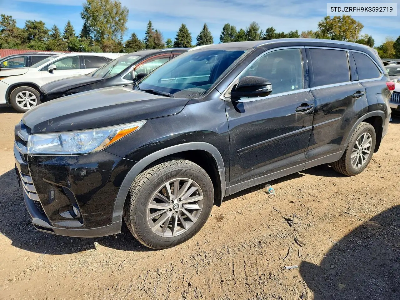 TOYOTA HIGHLANDER 2019, VIN 5TDJZRFH9KS592719