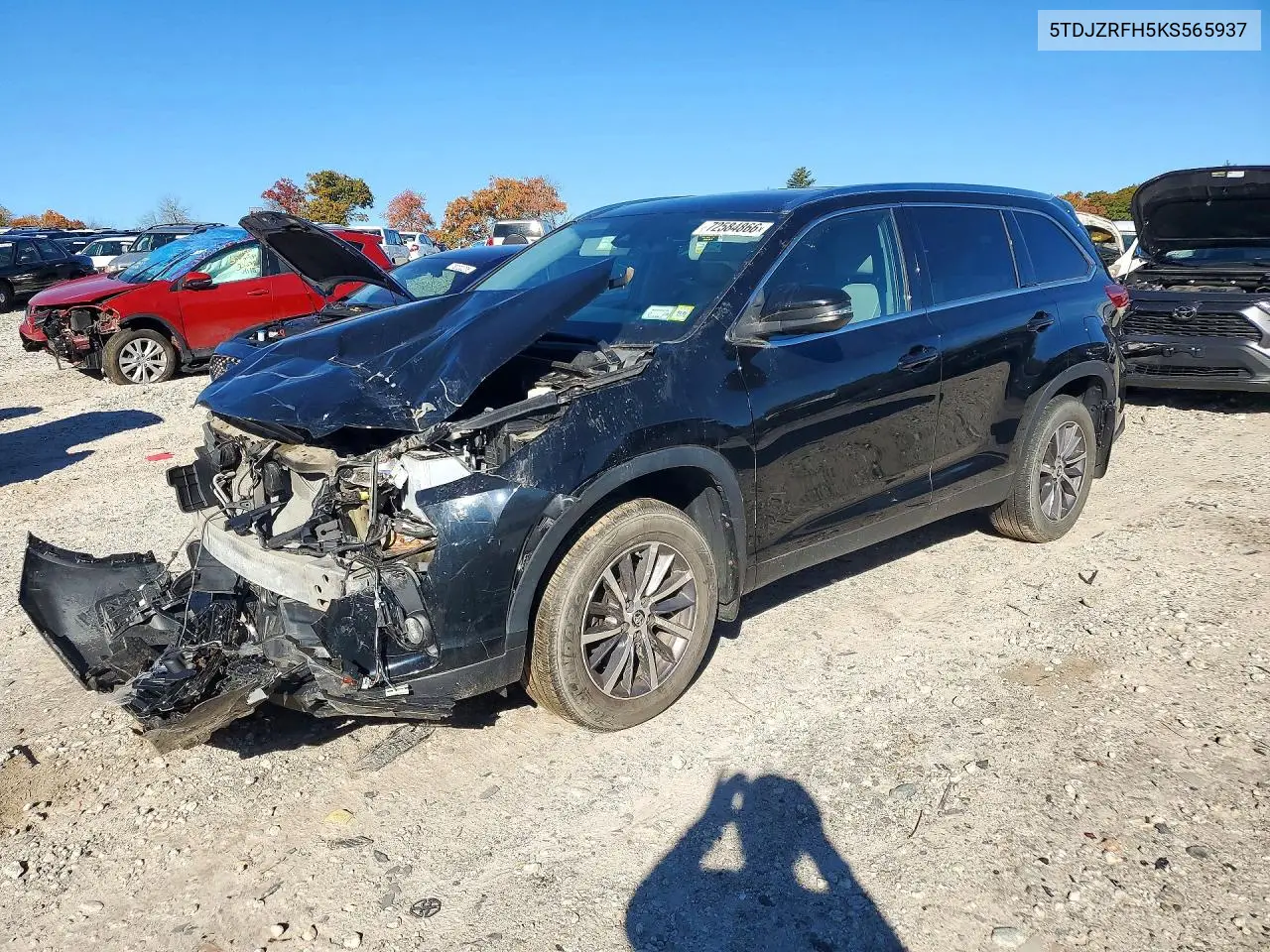 TOYOTA HIGHLANDER 2019, VIN 5TDJZRFH5KS565937