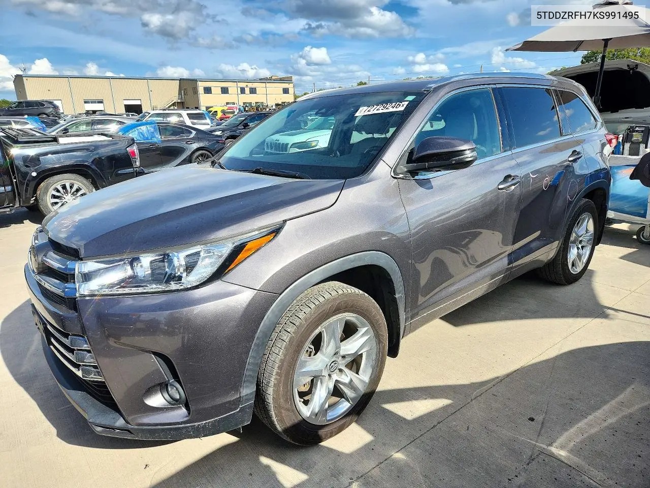 TOYOTA HIGHLANDER 2019, VIN 5TDDZRFH7KS991495