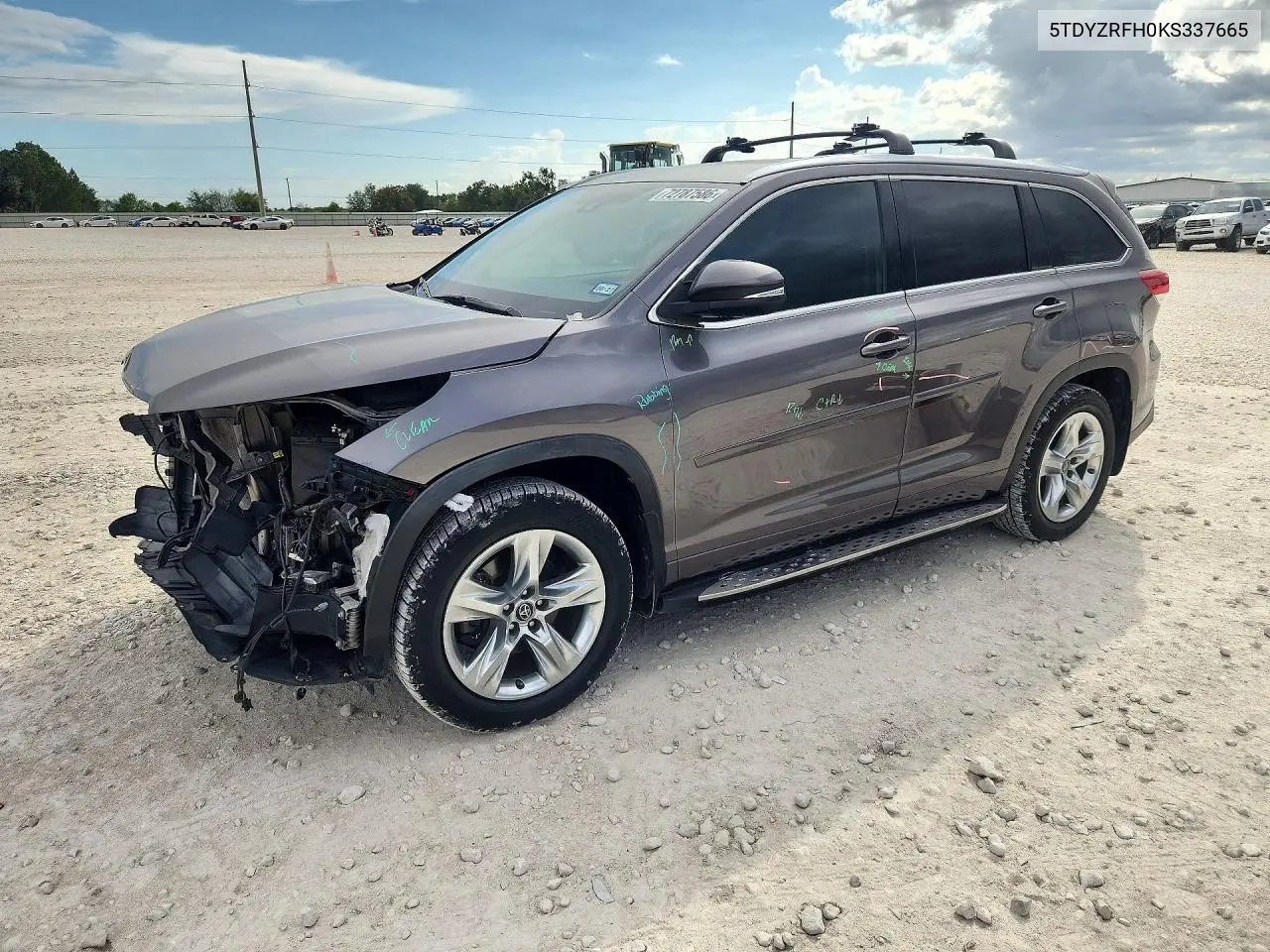 TOYOTA HIGHLANDER 2019, VIN 5TDYZRFH0KS337665