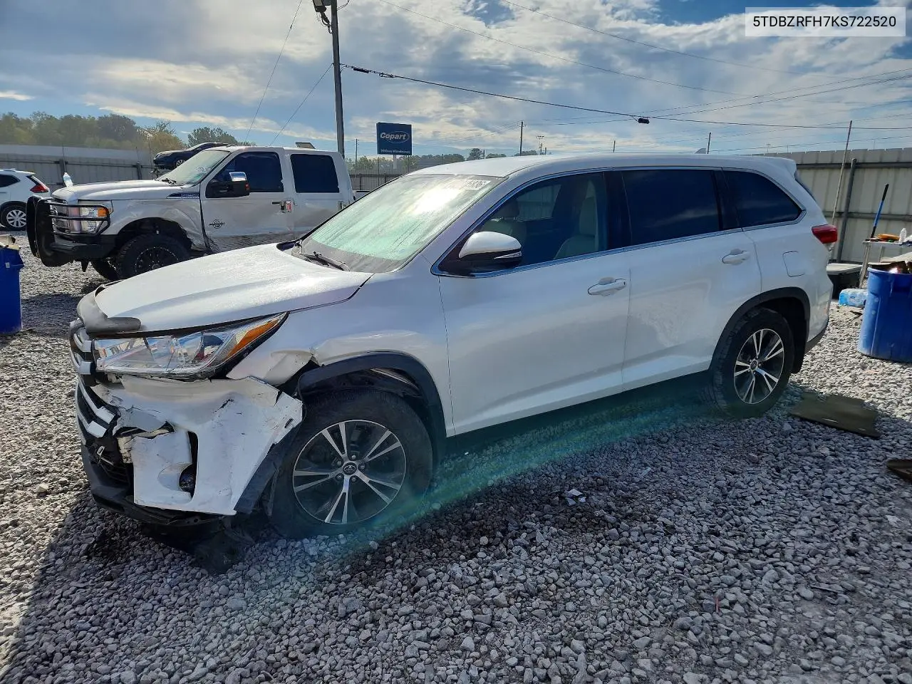 TOYOTA HIGHLANDER 2019, VIN 5TDBZRFH7KS722520