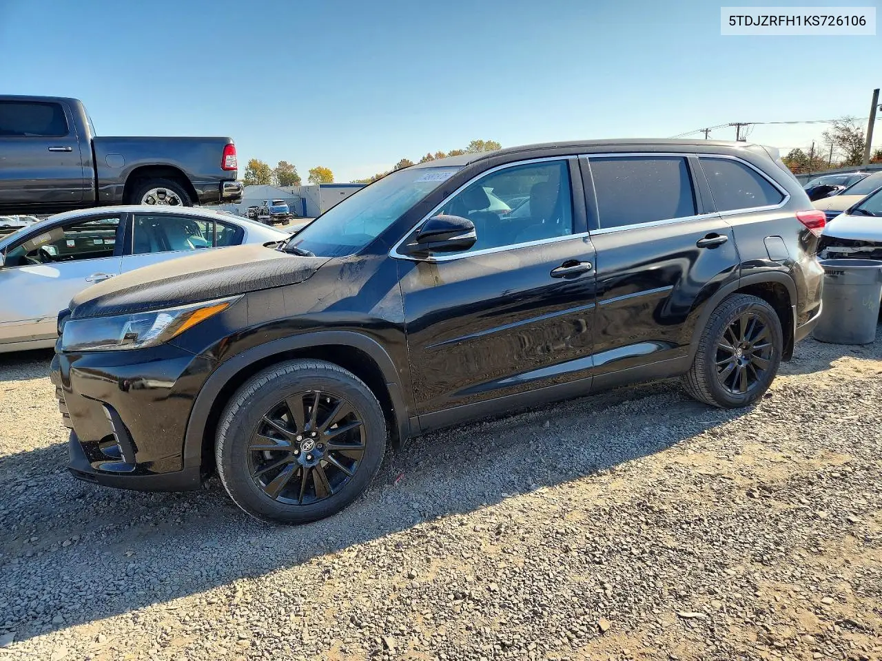 TOYOTA HIGHLANDER 2019, VIN 5TDJZRFH1KS726106