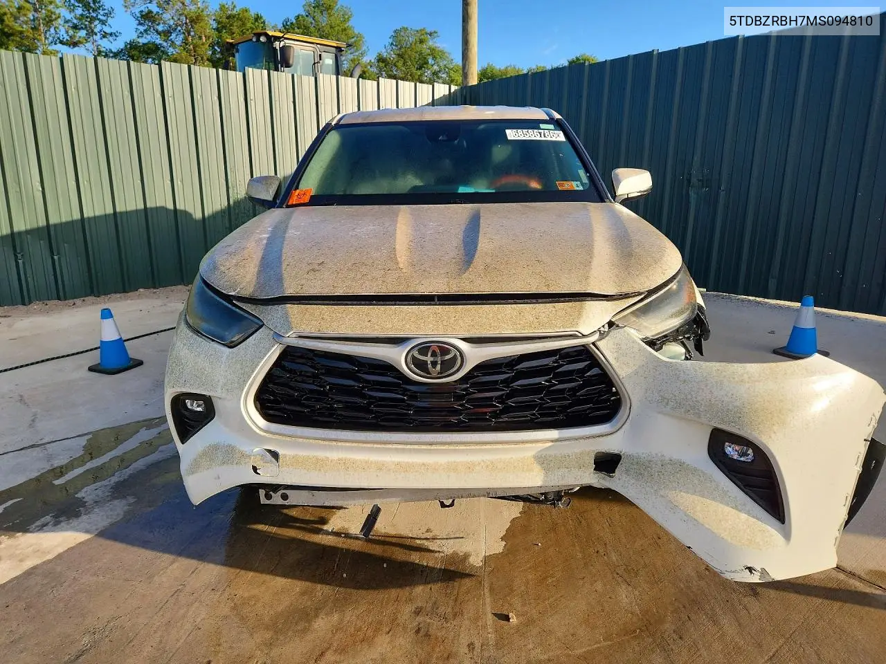 2021 TOYOTA HIGHLANDER VIN 5TDBZRBH7MS094810 — фото 5