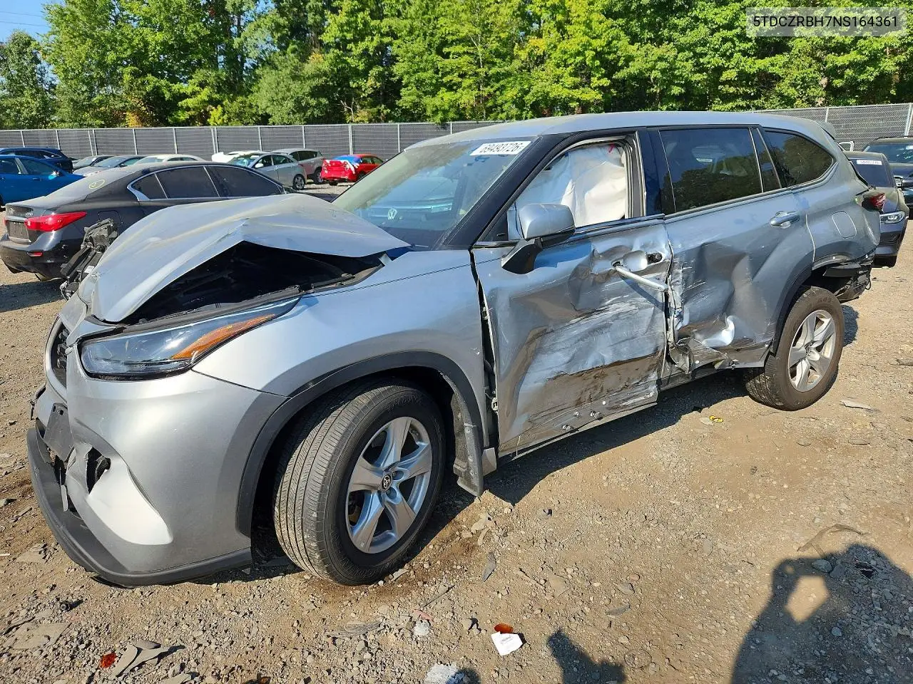 TOYOTA HIGHLANDER 2022, VIN 5TDCZRBH7NS164361