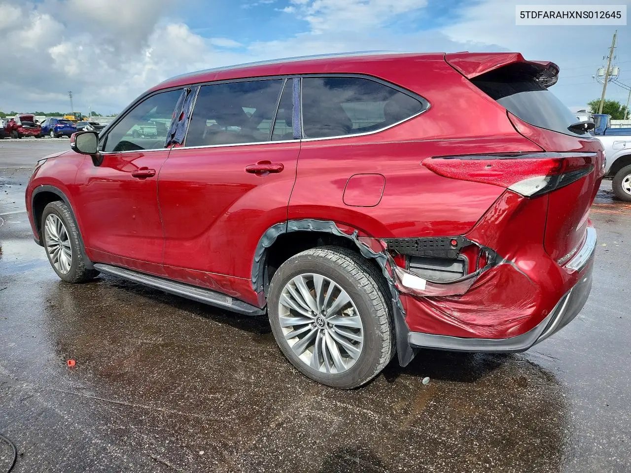 2022 TOYOTA HIGHLANDER VIN 5TDFARAHXNS012645 — фото 2