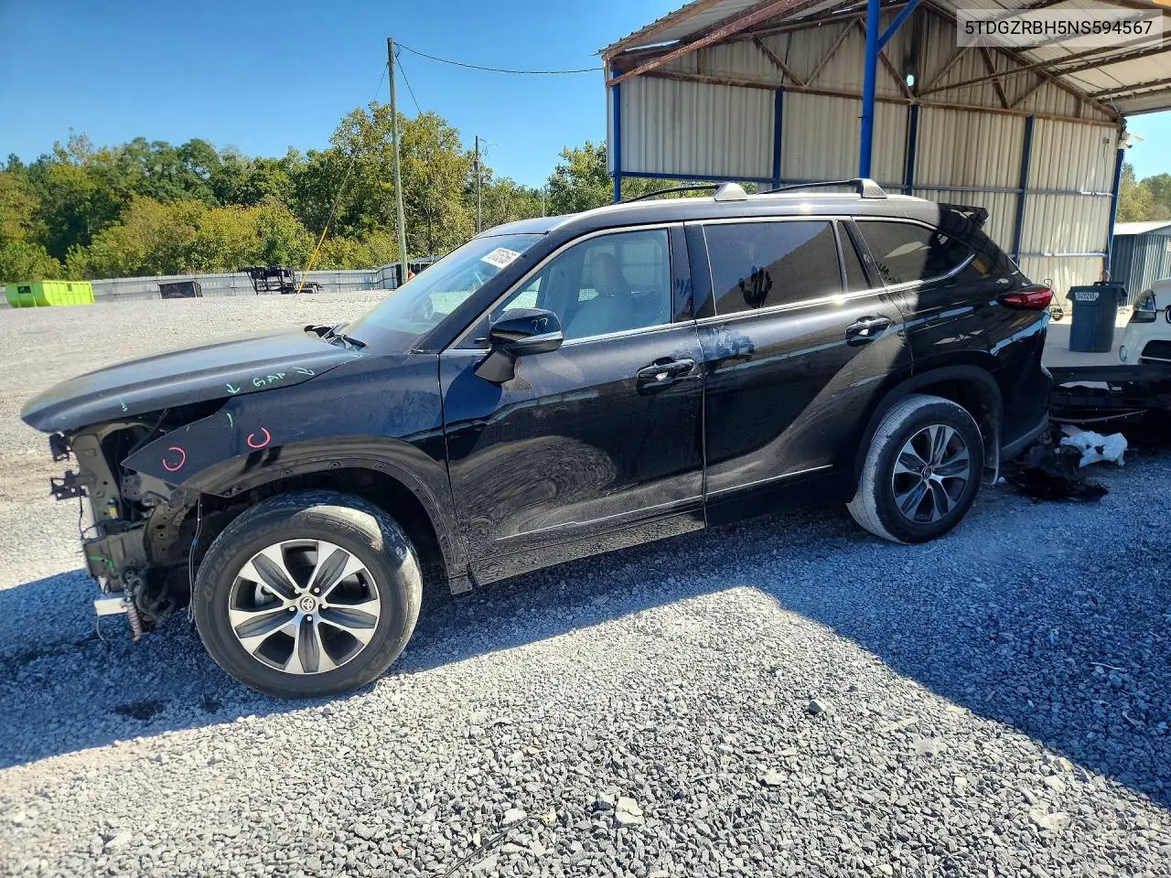 TOYOTA HIGHLANDER 2022, VIN 5TDGZRBH5NS594567