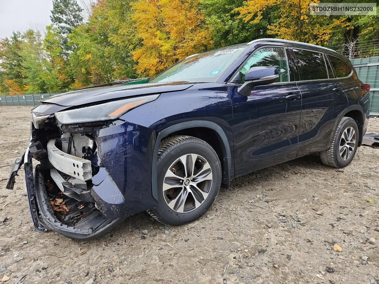 TOYOTA HIGHLANDER 2022, VIN 5TDGZRBH1NS232008