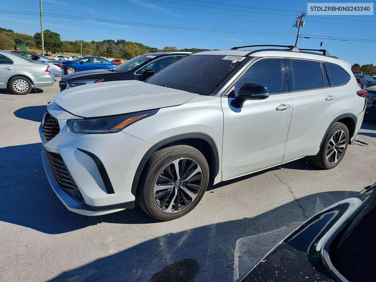 TOYOTA HIGHLANDER 2022, VIN 5TDLZRBH0NS243340
