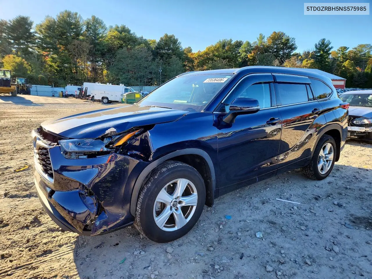 TOYOTA HIGHLANDER 2022, VIN 5TDGZRBH5NS575985