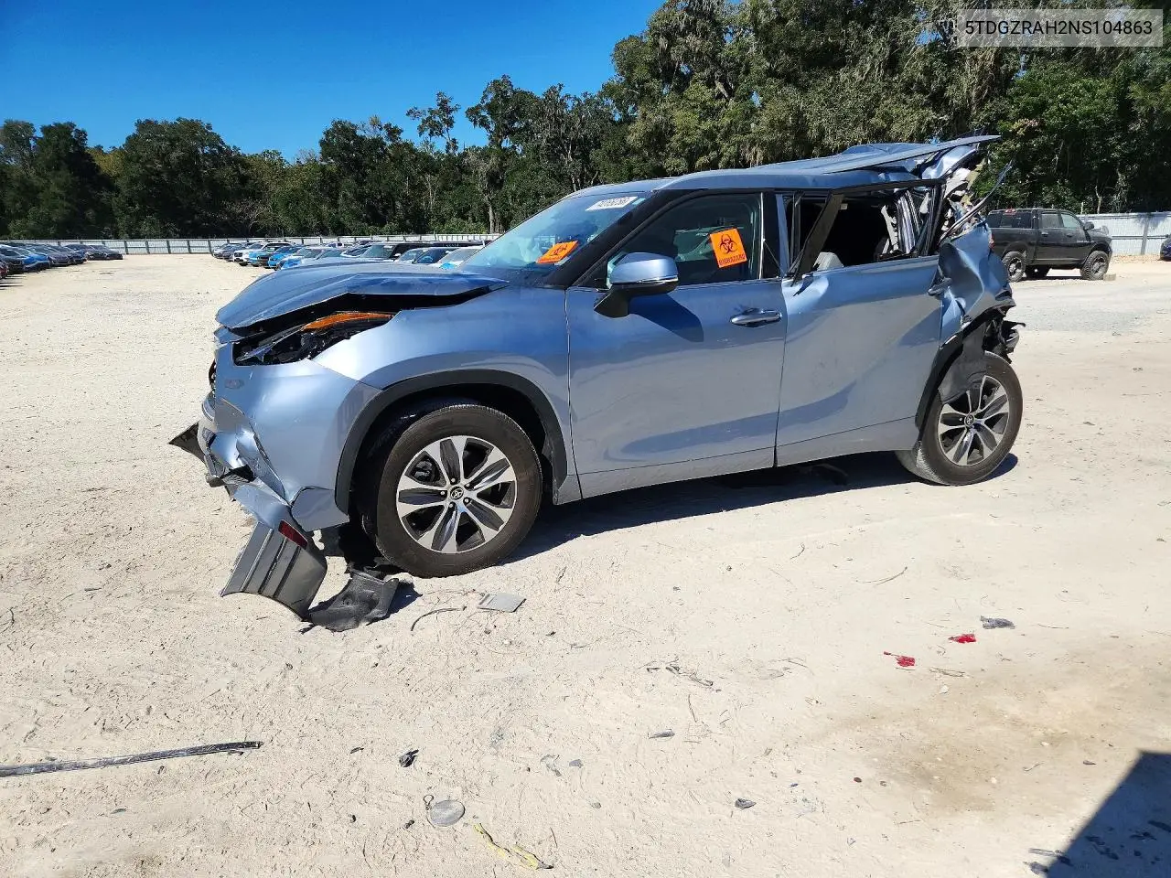 TOYOTA HIGHLANDER 2022, VIN 5TDGZRAH2NS104863