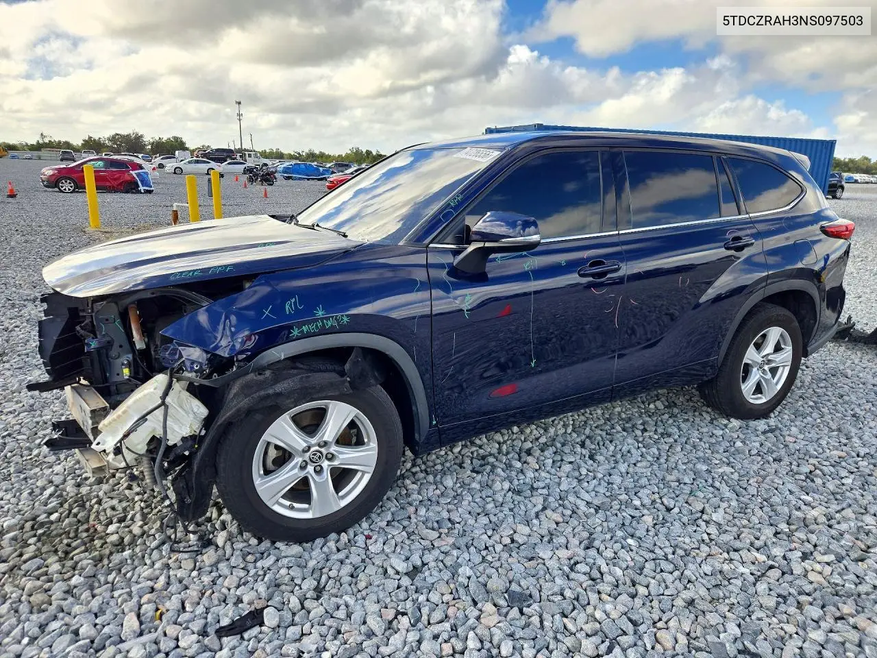 TOYOTA HIGHLANDER 2022, VIN 5TDCZRAH3NS097503
