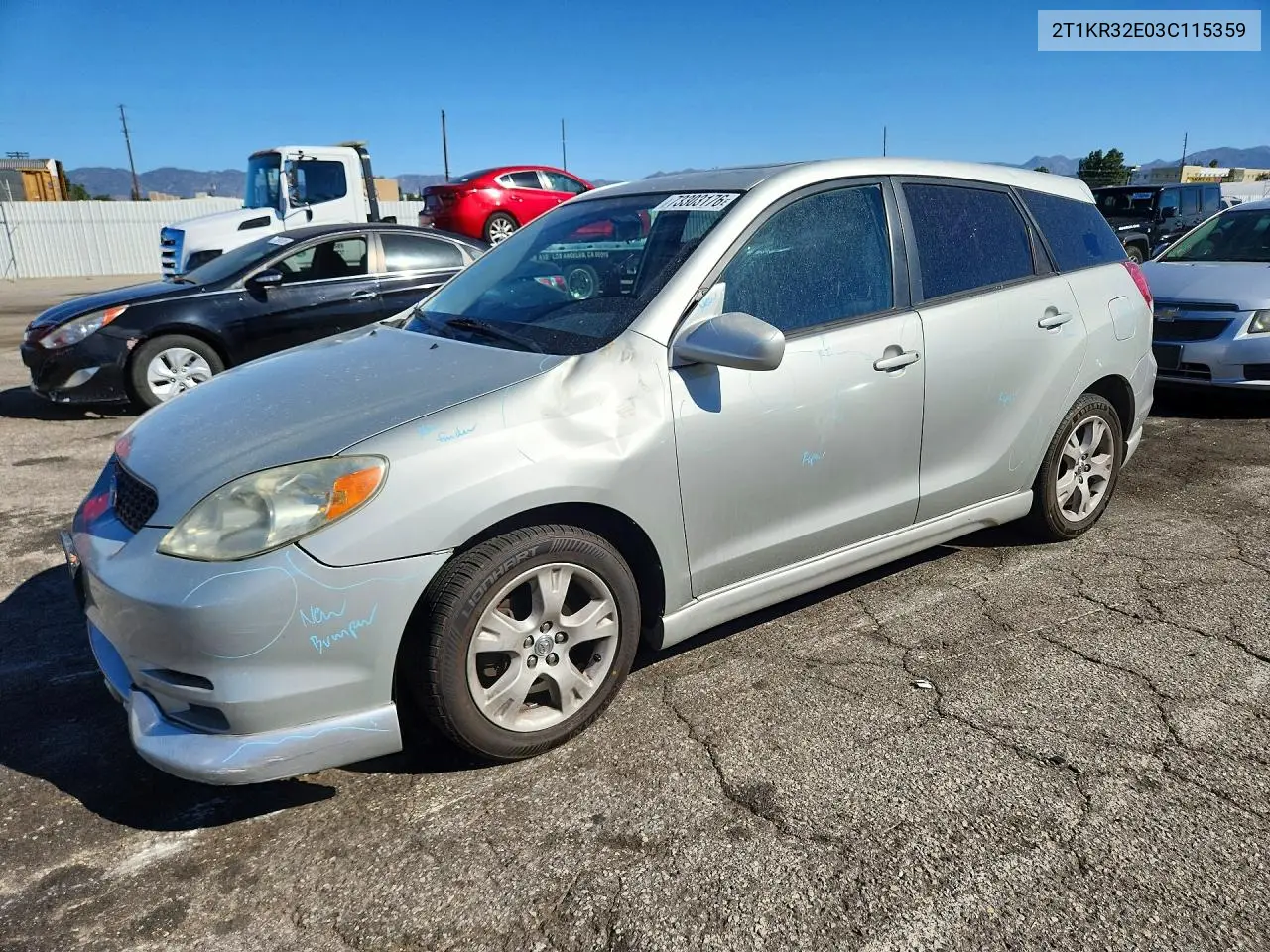 TOYOTA MATRIX 2003, VIN 2T1KR32E03C115359