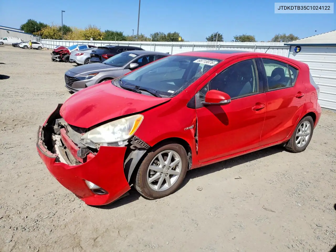 TOYOTA PRIUS C 2012, VIN JTDKDTB35C1024122