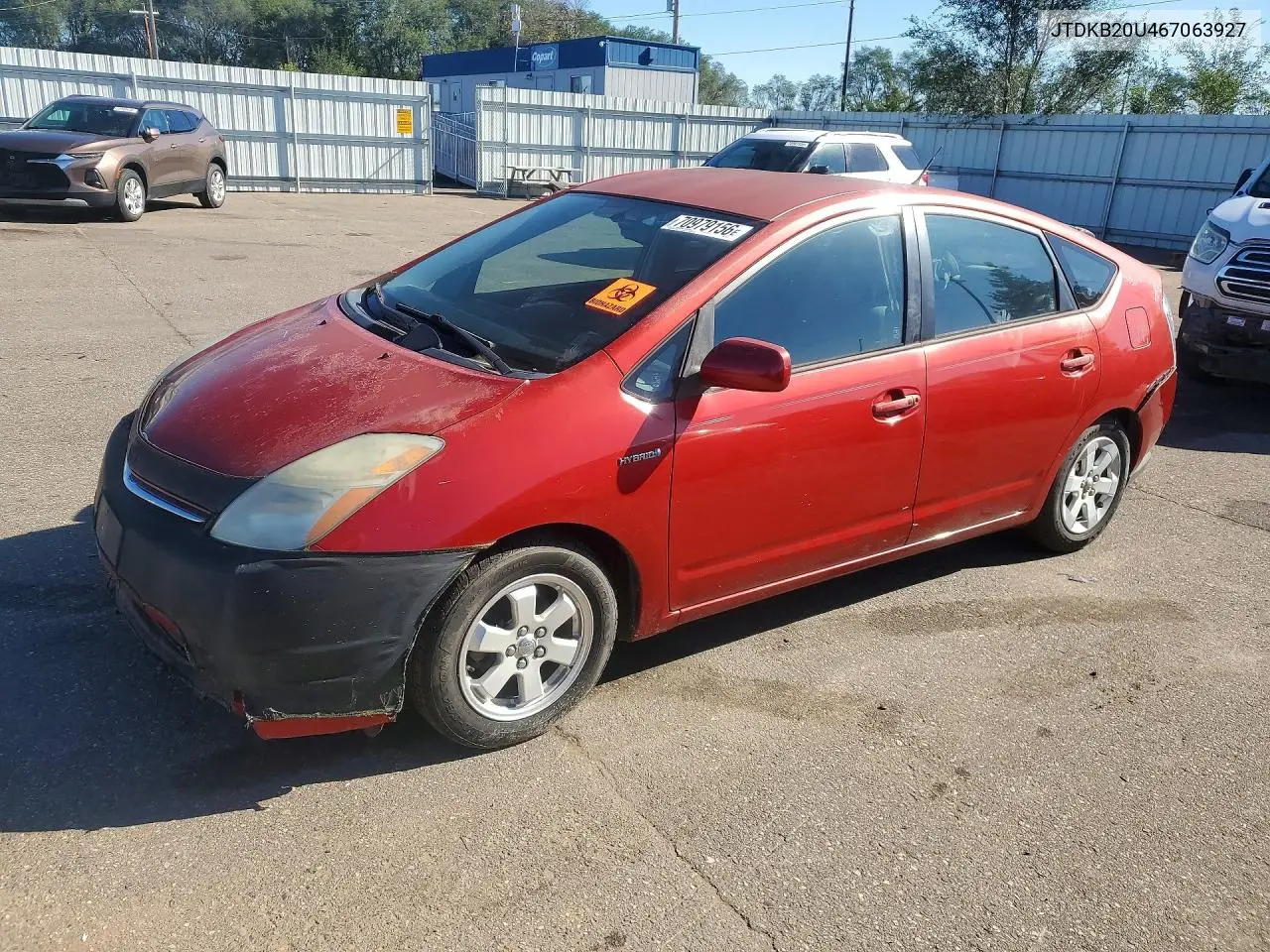 TOYOTA PRIUS 2006, VIN JTDKB20U467063927