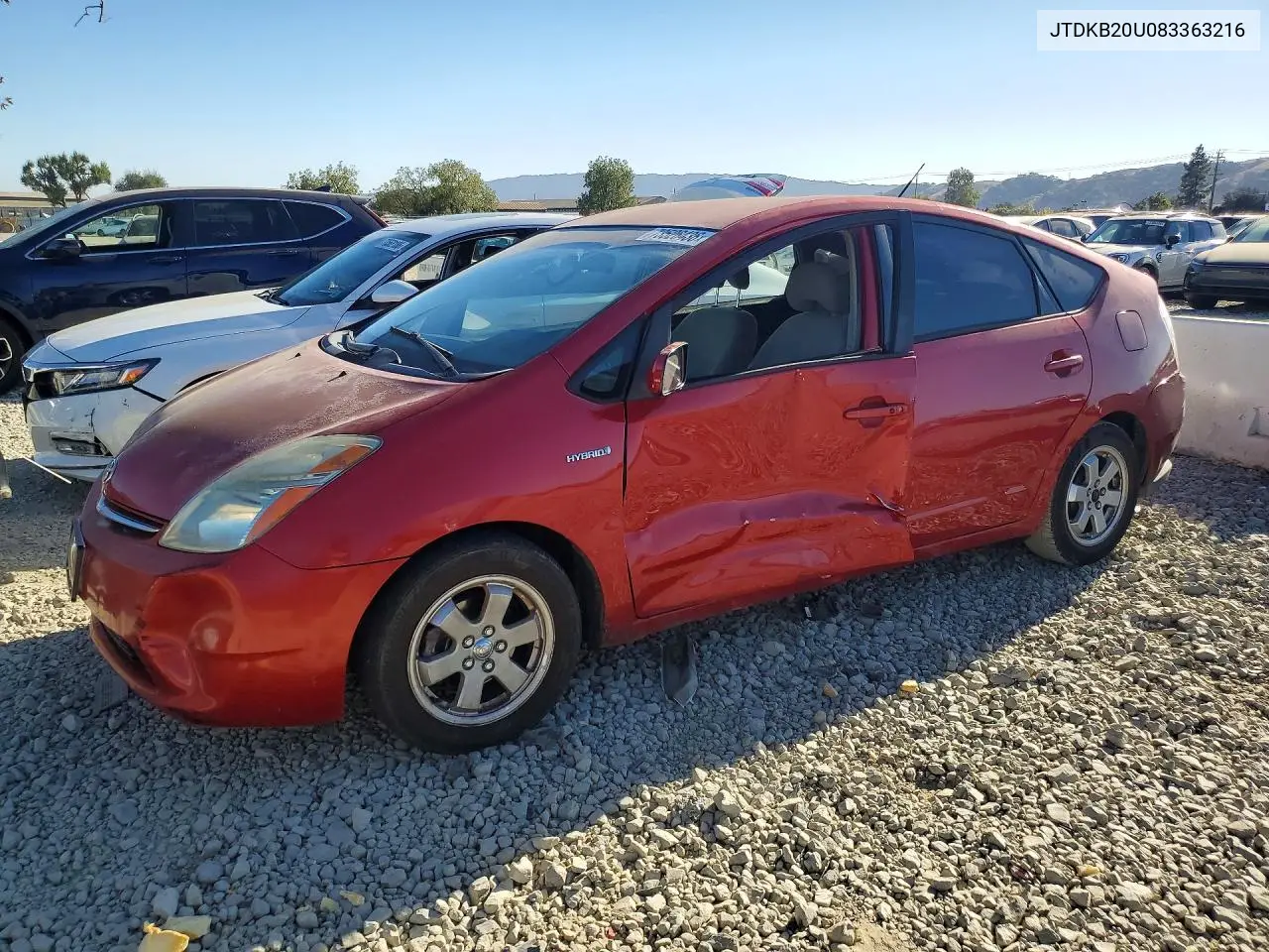 TOYOTA PRIUS 2008, VIN JTDKB20U083363216