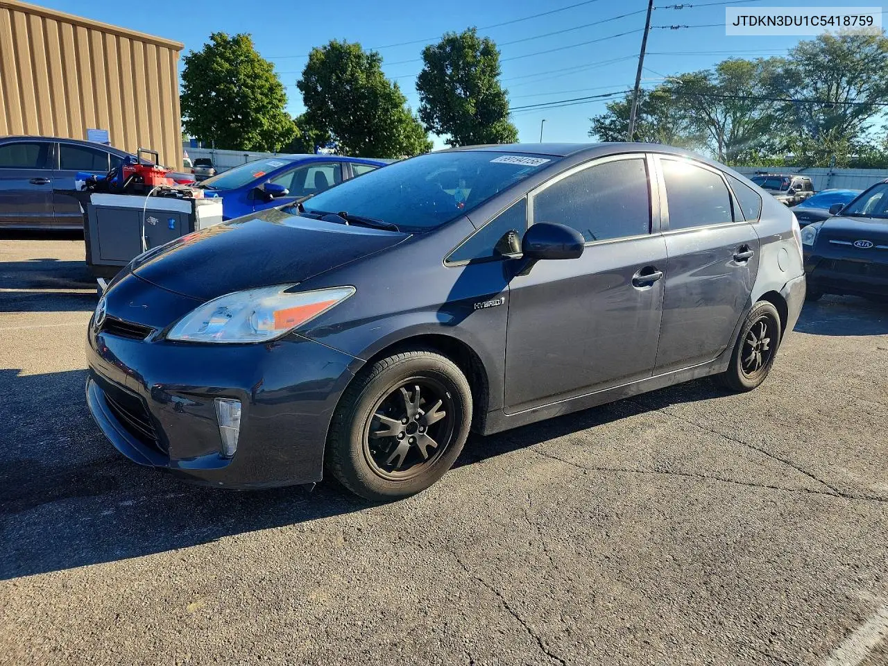 TOYOTA PRIUS 2012, VIN JTDKN3DU1C5418759