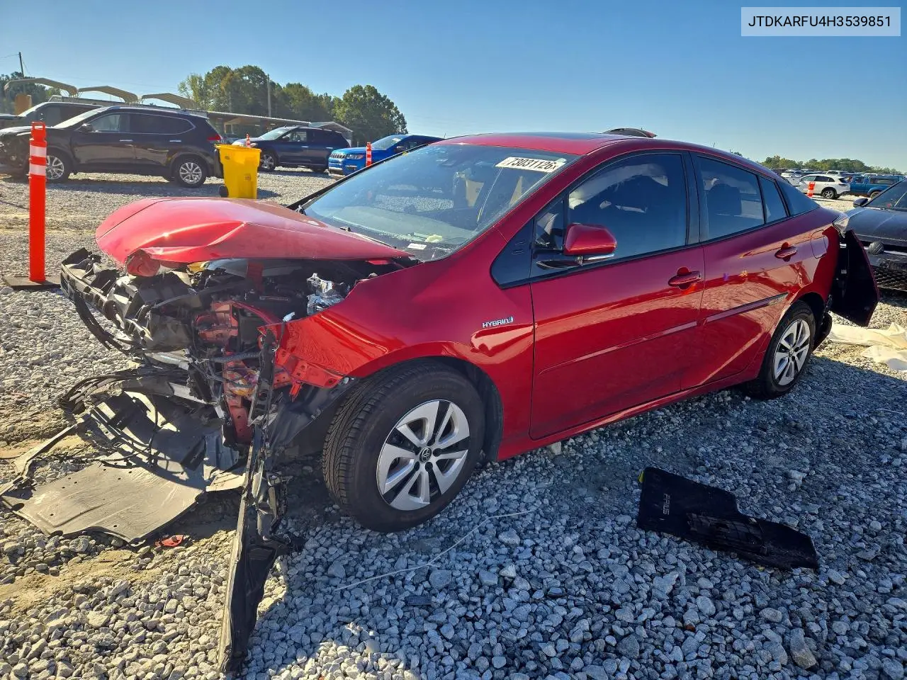 TOYOTA PRIUS 2017, VIN JTDKARFU4H3539851