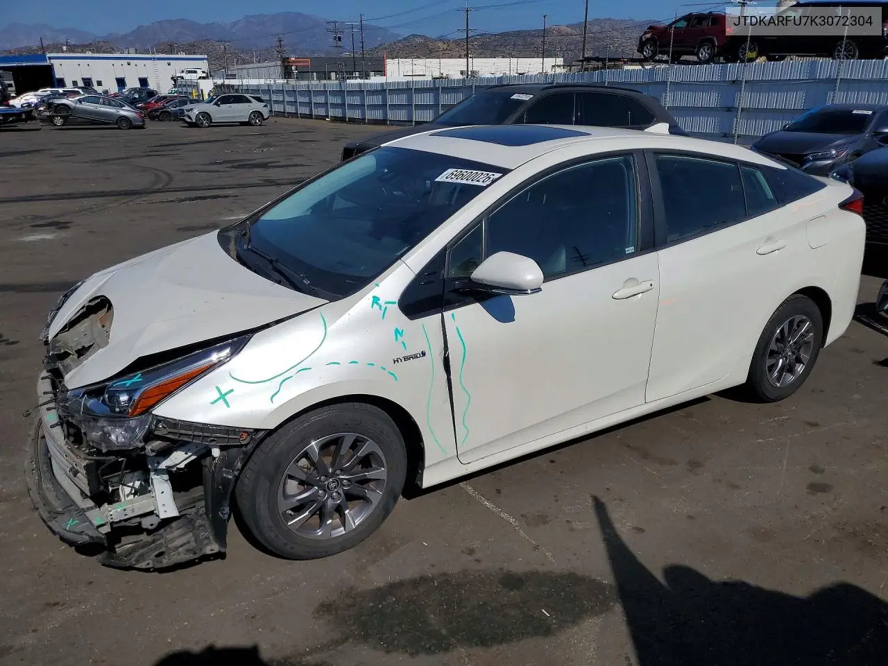 TOYOTA PRIUS 2019, VIN JTDKARFU7K3072304