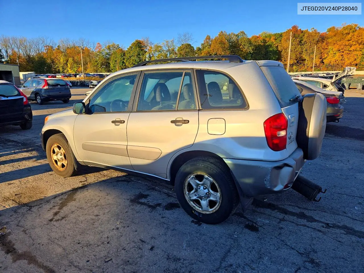 2004 TOYOTA RAV 4 VIN JTEGD20V240P28040 — фото 2