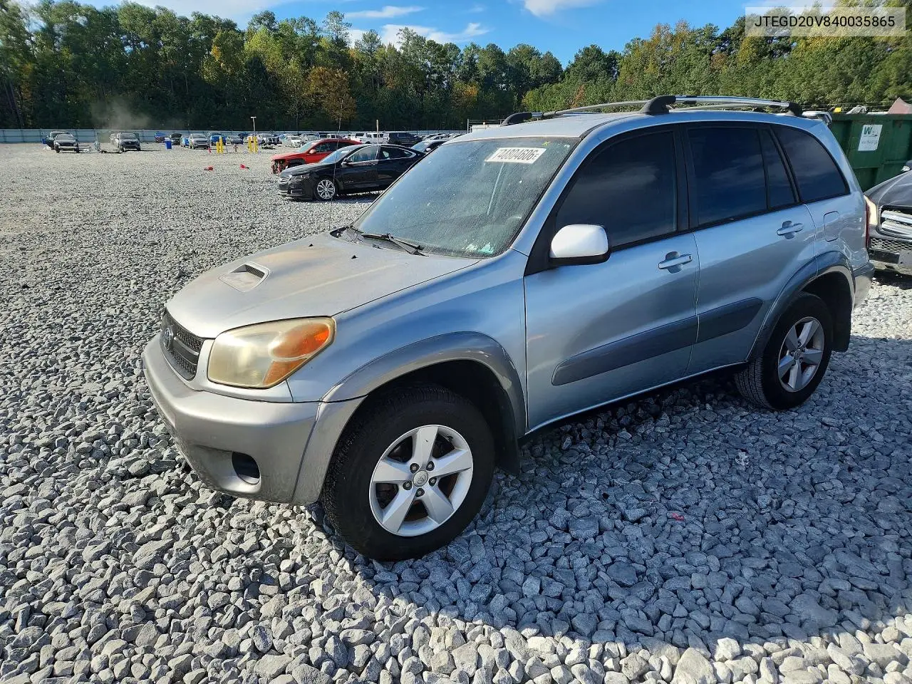 TOYOTA RAV 4 2004, VIN JTEGD20V840035865