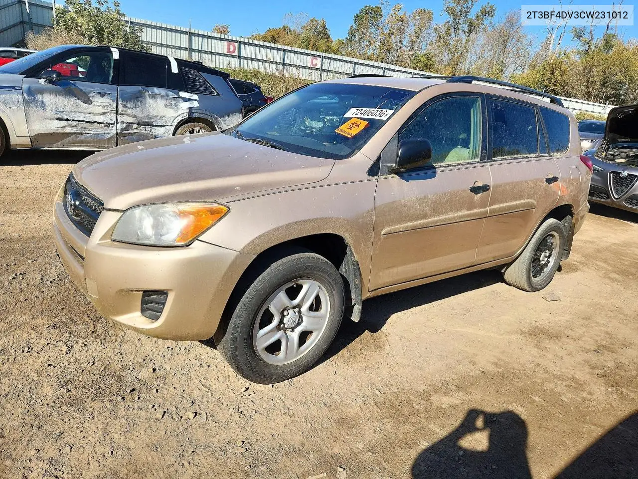 TOYOTA RAV 4 2012, VIN 2T3BF4DV3CW231012