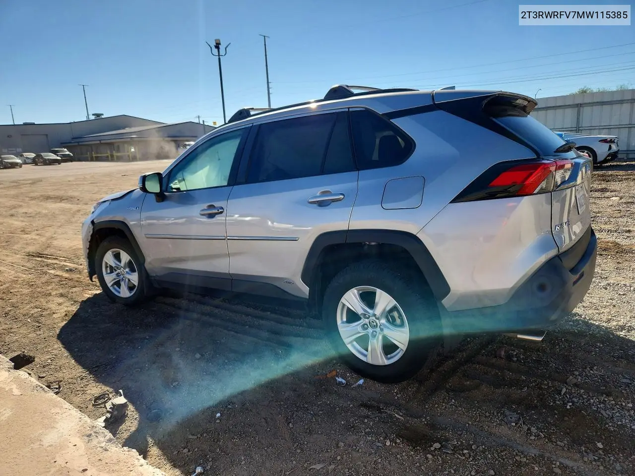 2021 TOYOTA RAV 4 VIN 2T3RWRFV7MW115385 — фото 2