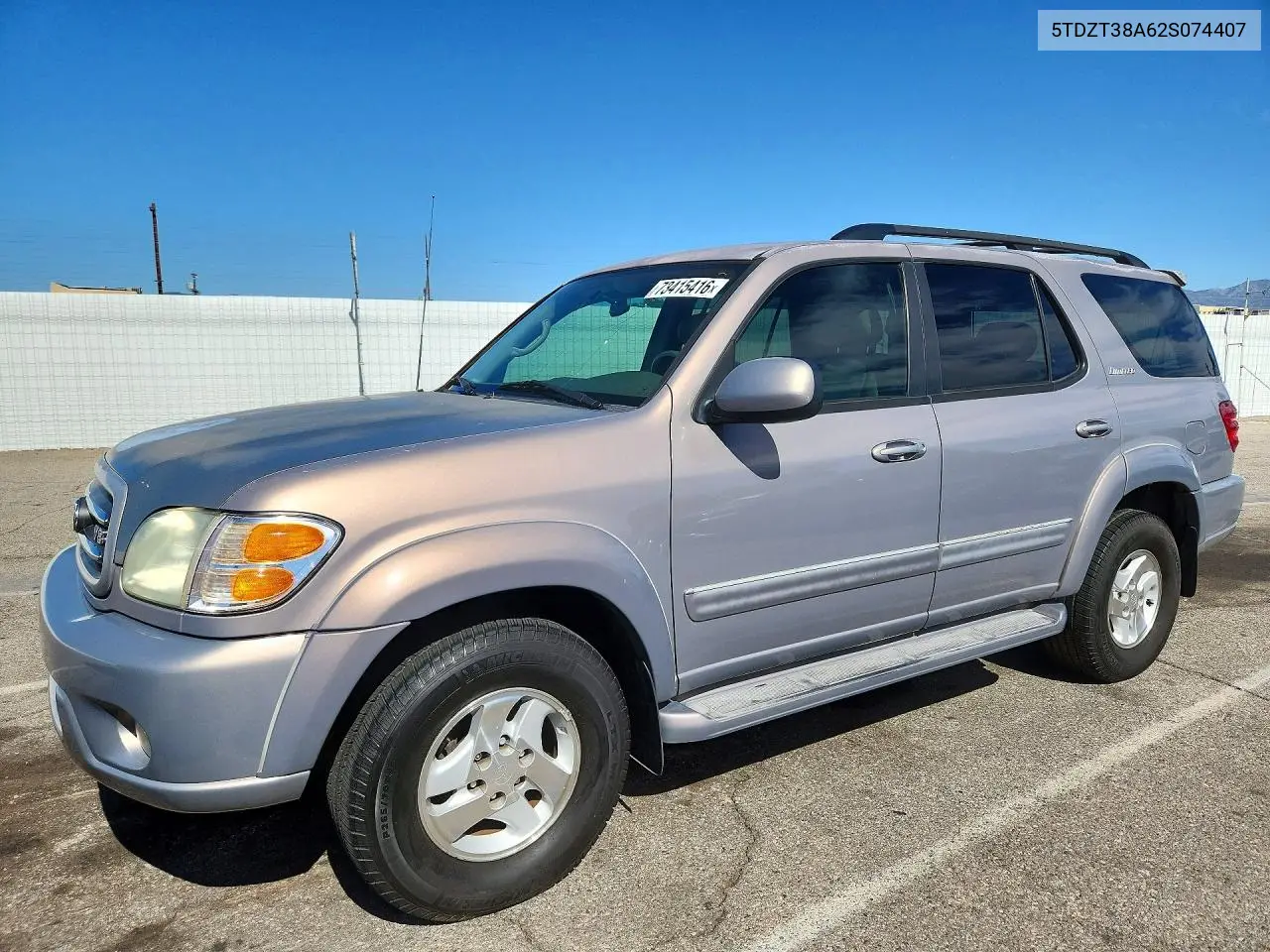 TOYOTA SEQUOIA 2002, VIN 5TDZT38A62S074407