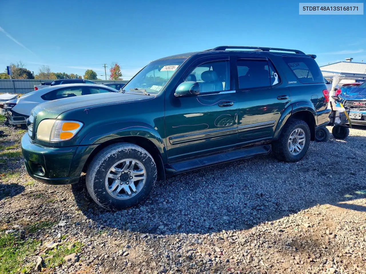 TOYOTA SEQUOIA 2003, VIN 5TDBT48A13S168171