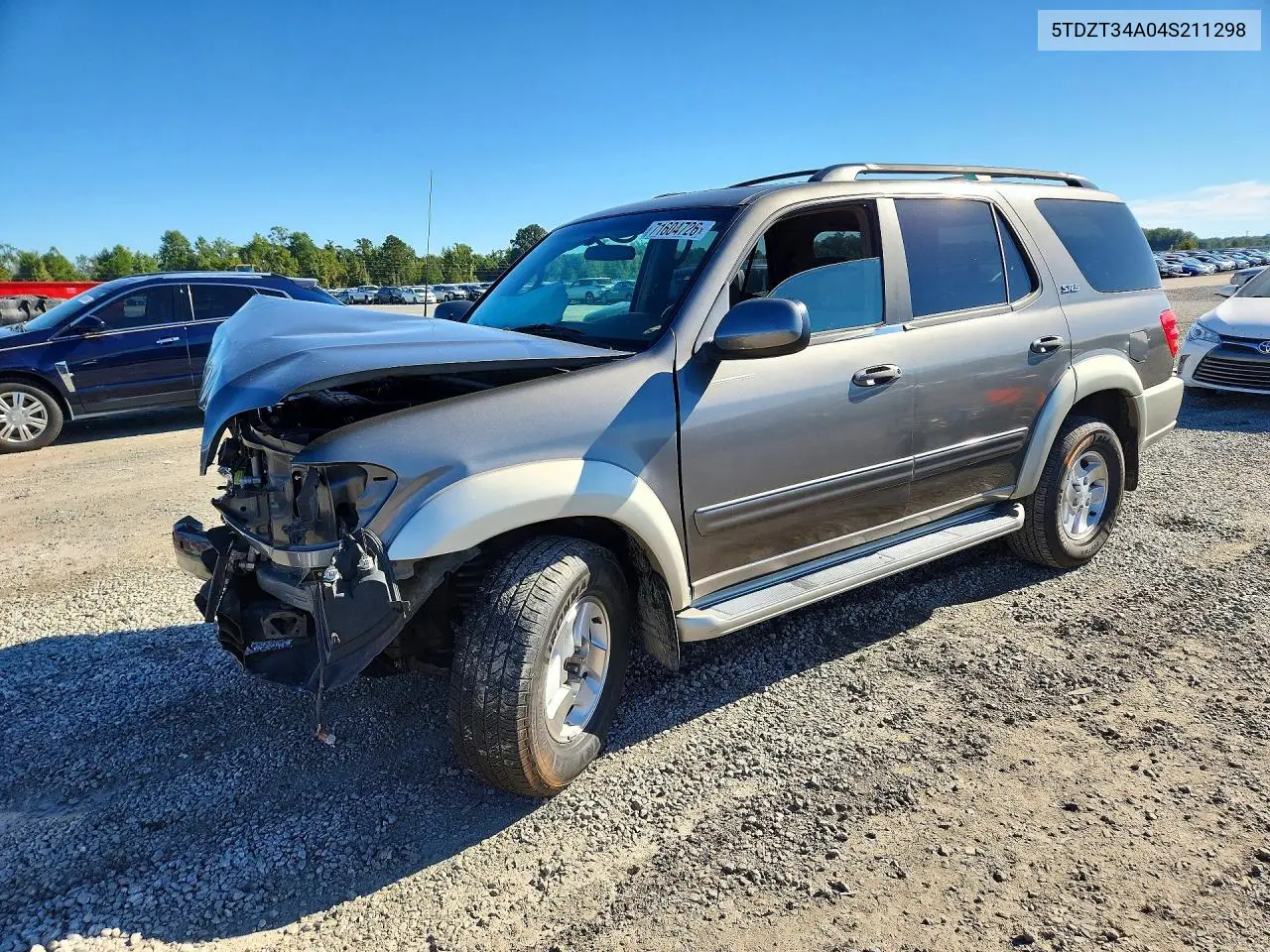 TOYOTA SEQUOIA 2004, VIN 5TDZT34A04S211298