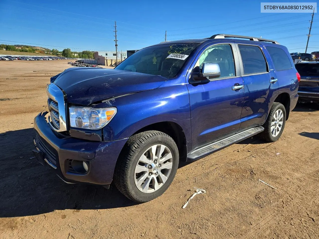 TOYOTA SEQUOIA 2008, VIN 5TDBY68A08S012952