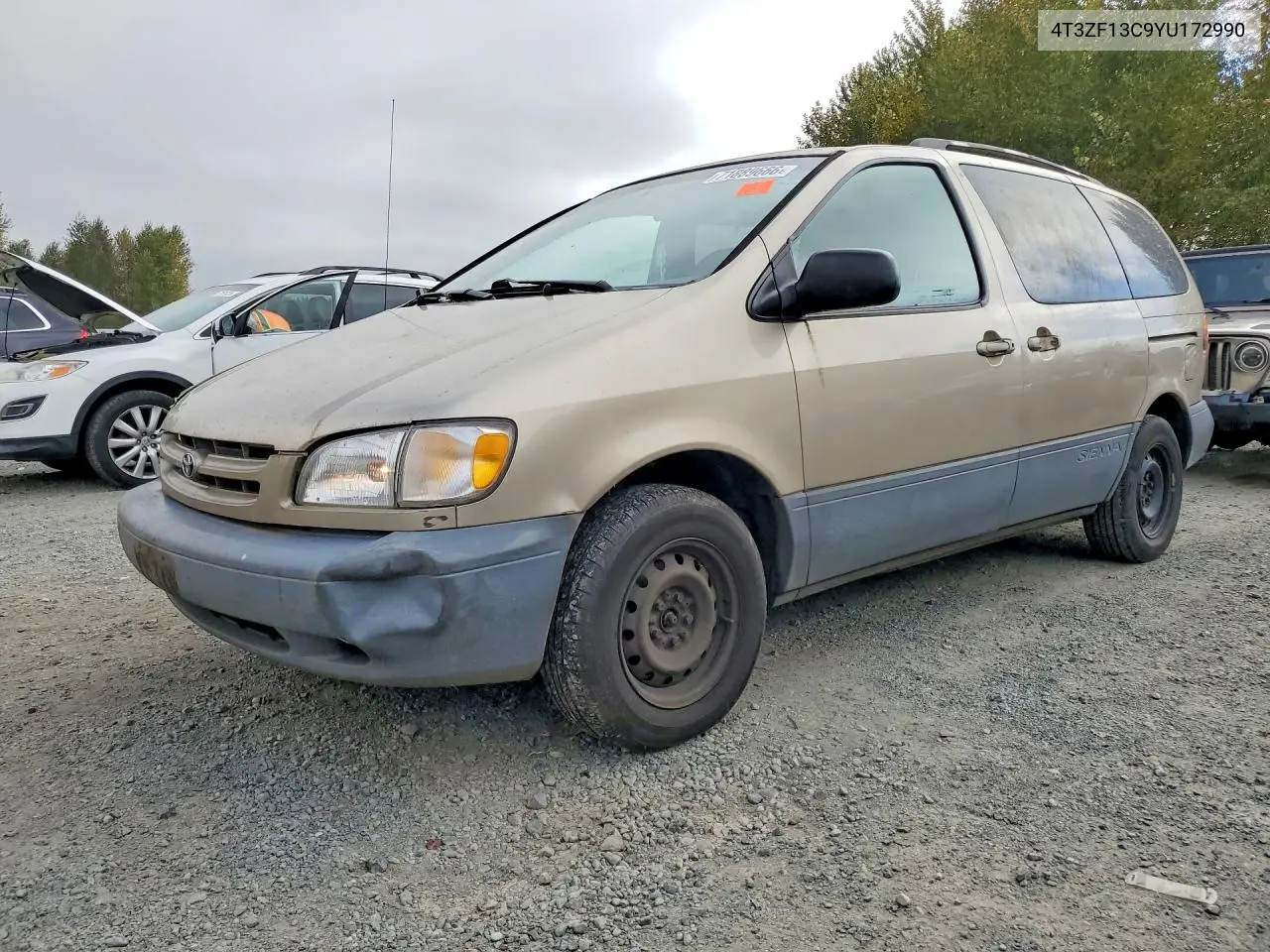 TOYOTA SIENNA 2000, VIN 4T3ZF13C9YU172990