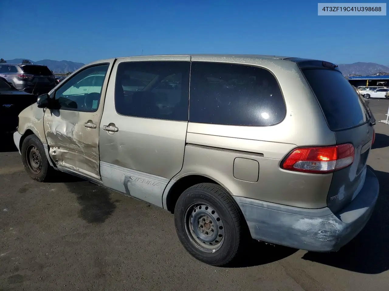 2001 TOYOTA SIENNA VIN 4T3ZF19C41U398688 — фото 2
