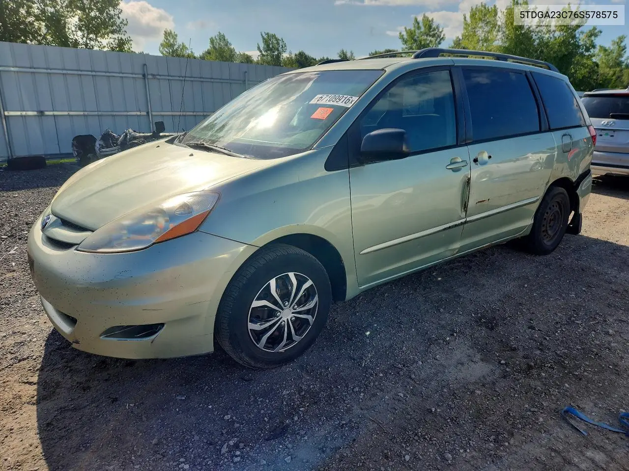 TOYOTA SIENNA 2006, VIN 5TDGA23C76S578575