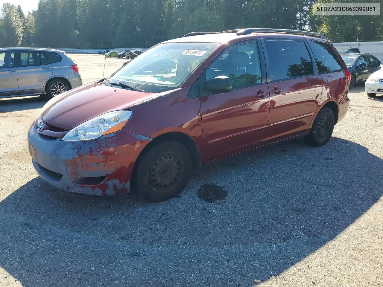 TOYOTA SIENNA 2006, VIN 5TDZA23C86S399851