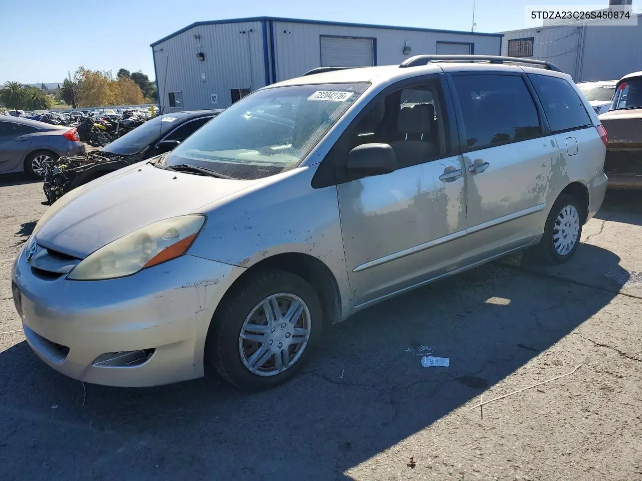 TOYOTA SIENNA 2006, VIN 5TDZA23C26S450874