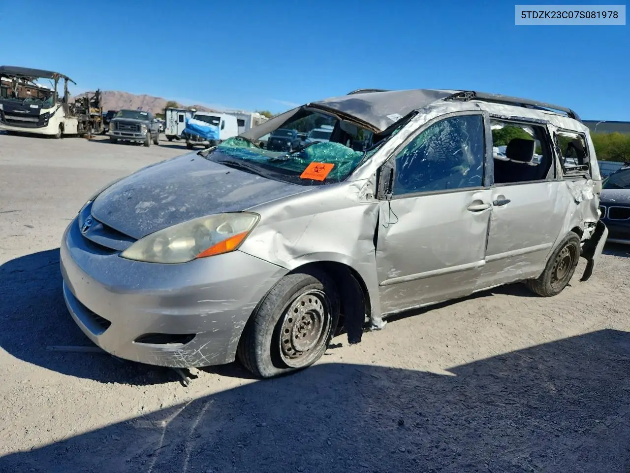 TOYOTA SIENNA 2007, VIN 5TDZK23C07S081978