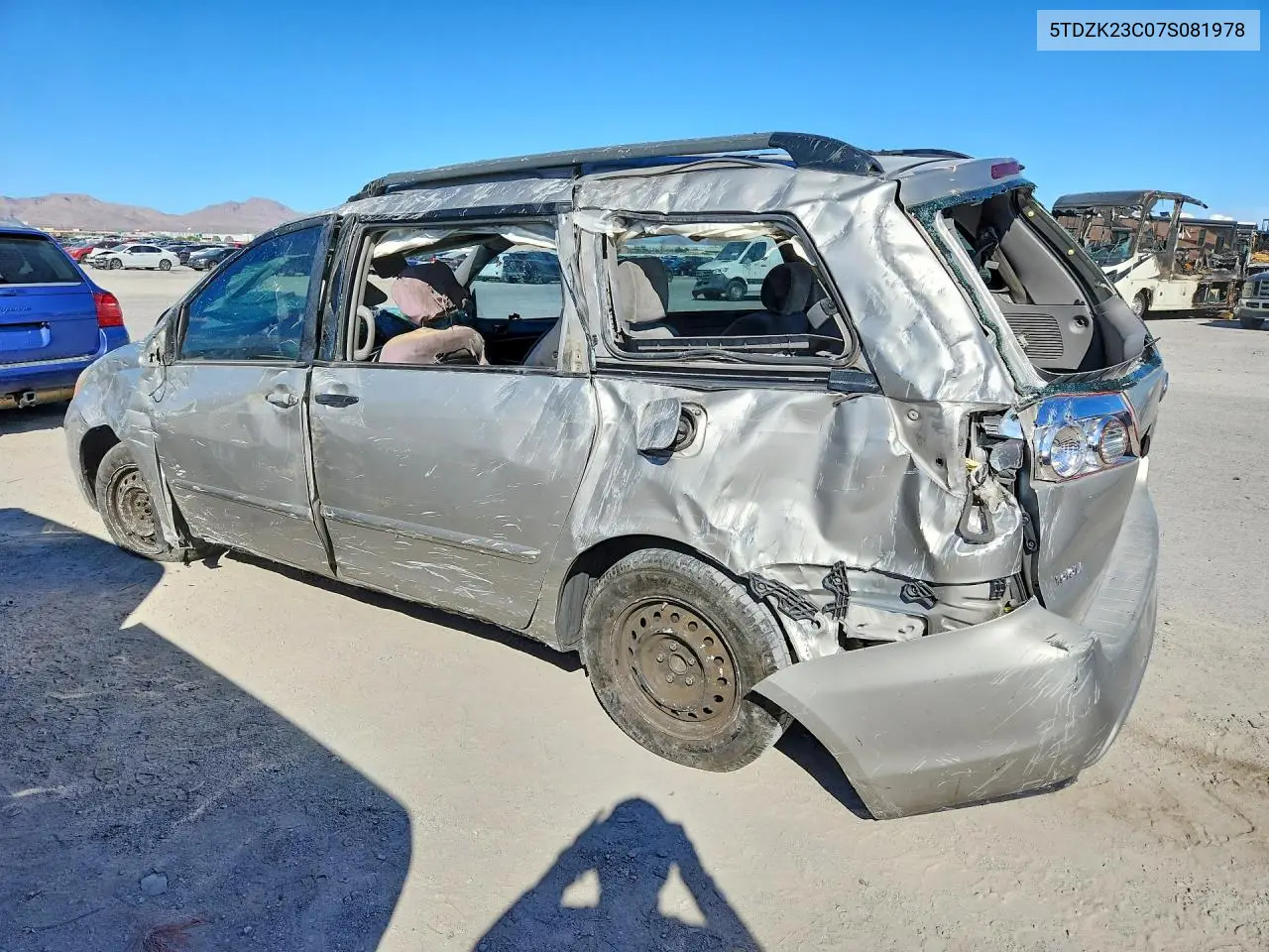 2007 TOYOTA SIENNA VIN 5TDZK23C07S081978 — фото 2