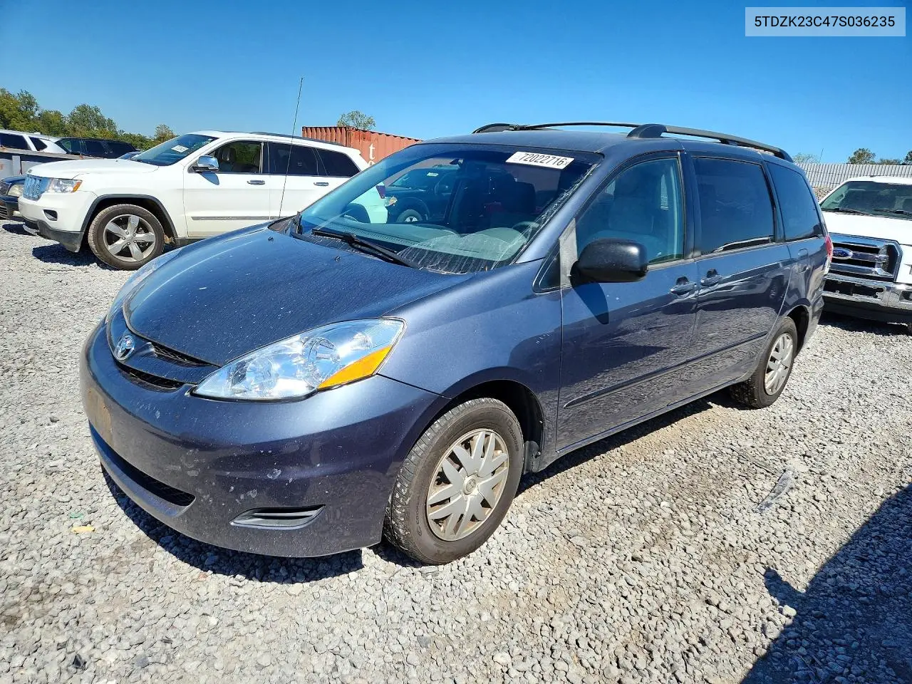 TOYOTA SIENNA 2007, VIN 5TDZK23C47S036235