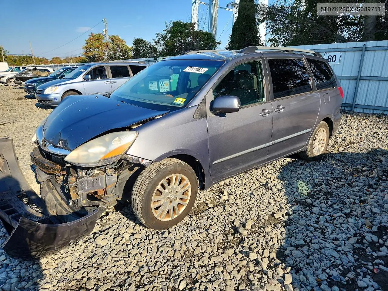 TOYOTA SIENNA 2007, VIN 5TDZK22CX7S089751