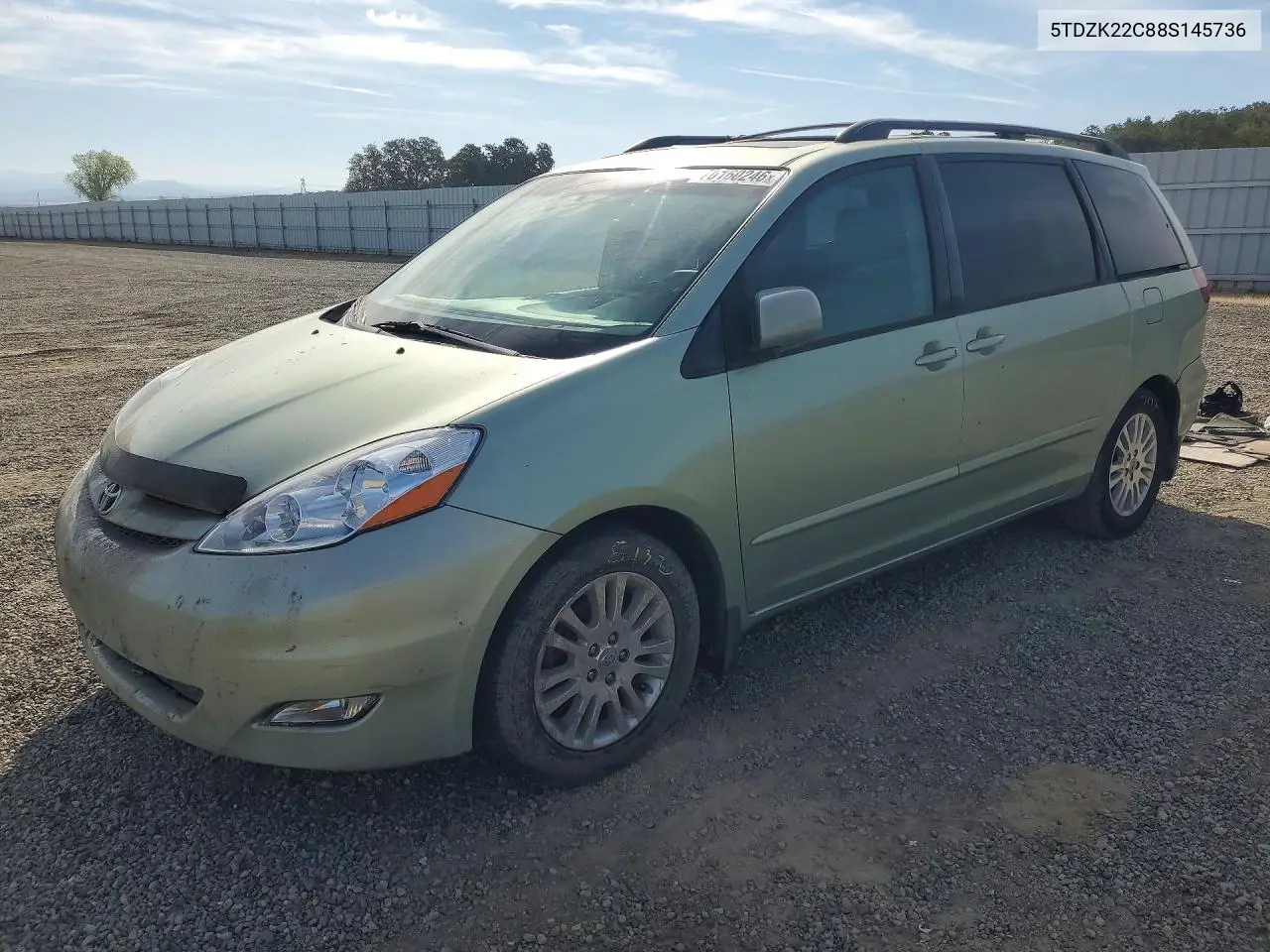 TOYOTA SIENNA 2008, VIN 5TDZK22C88S145736