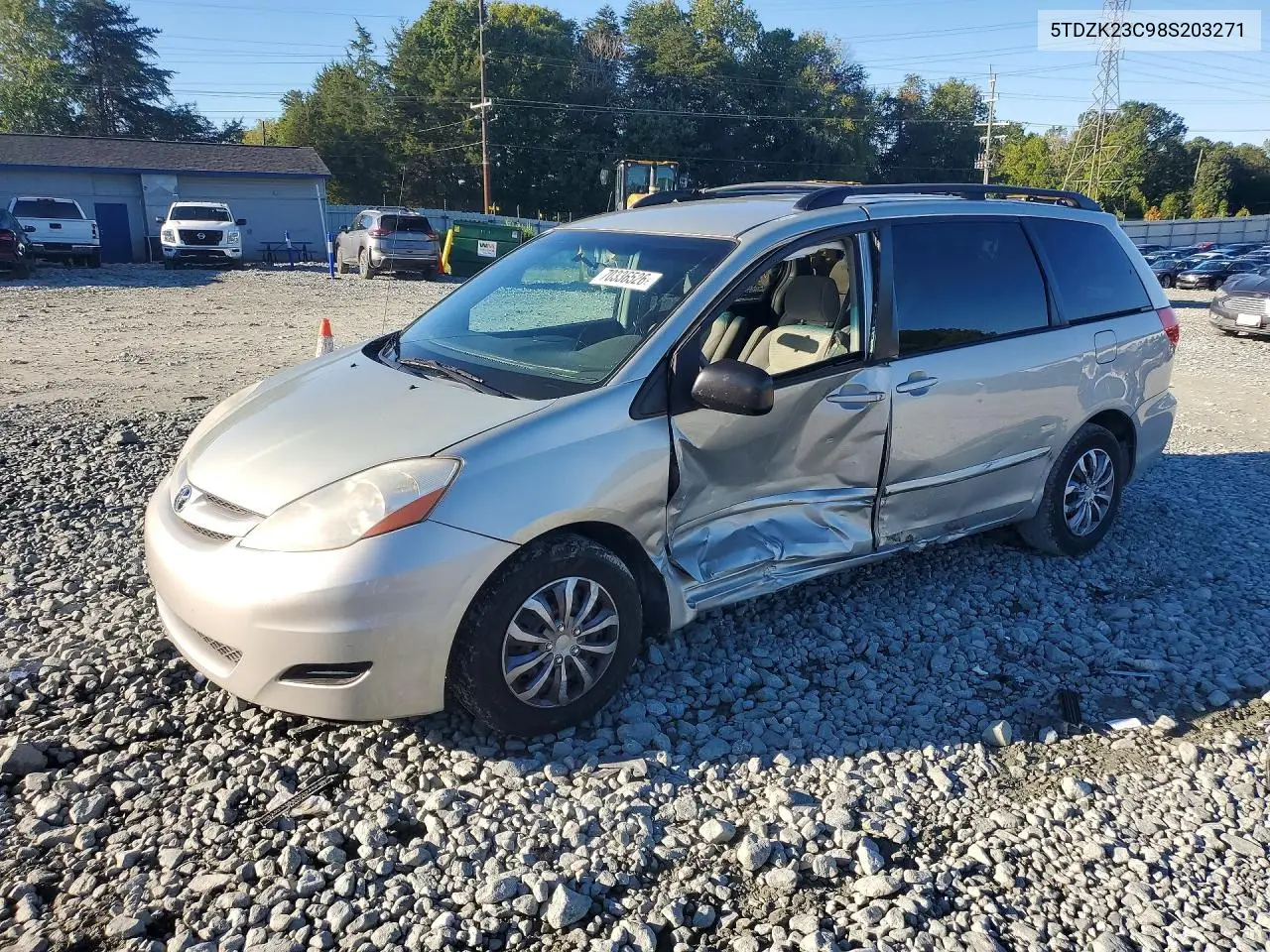 TOYOTA SIENNA 2008, VIN 5TDZK23C98S203271