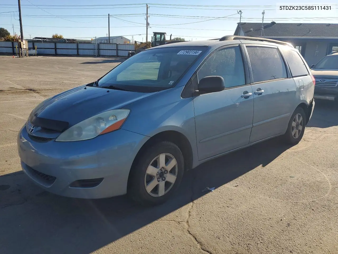 TOYOTA SIENNA 2008, VIN 5TDZK23C58S111431