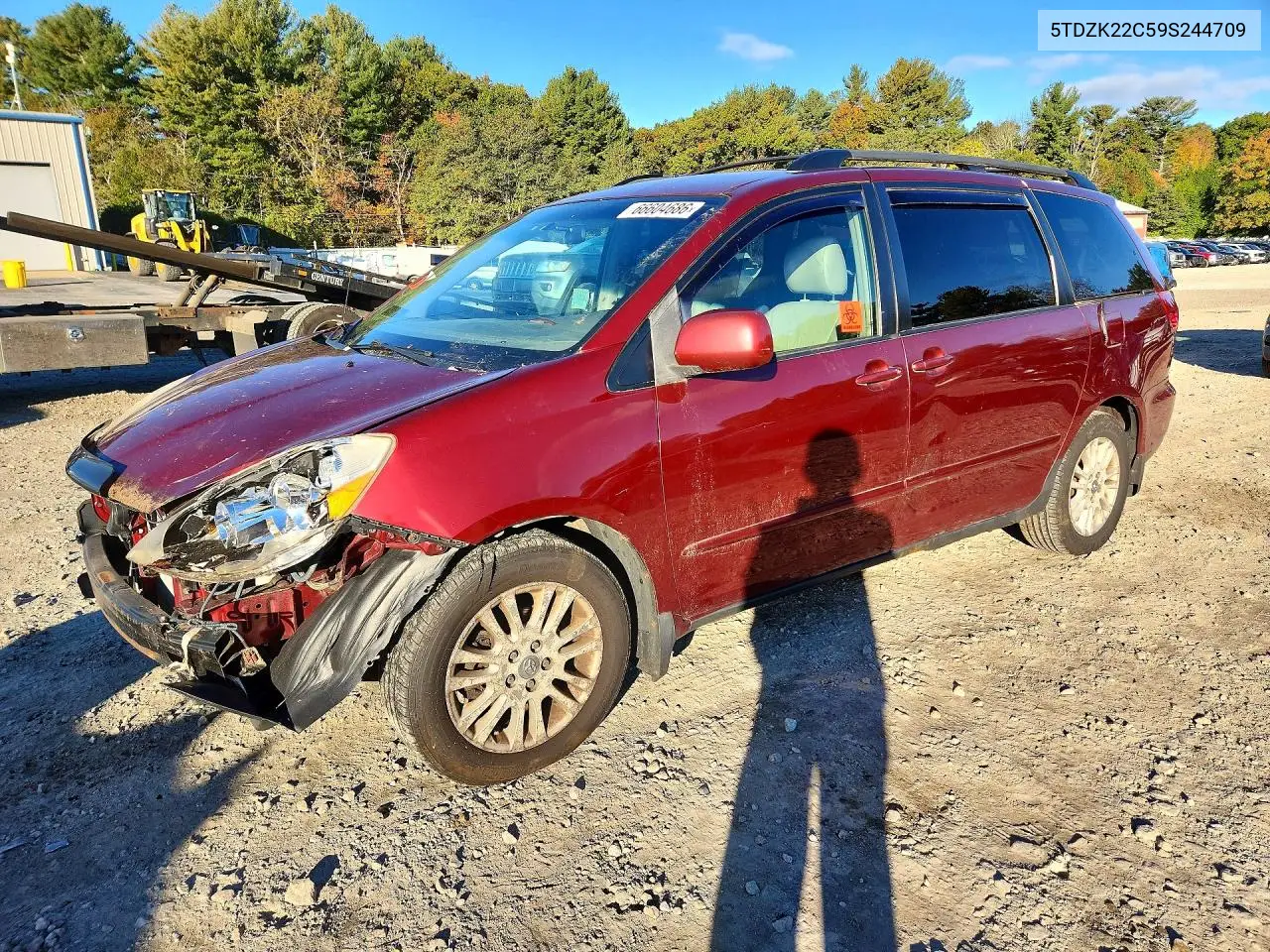 TOYOTA SIENNA 2009, VIN 5TDZK22C59S244709