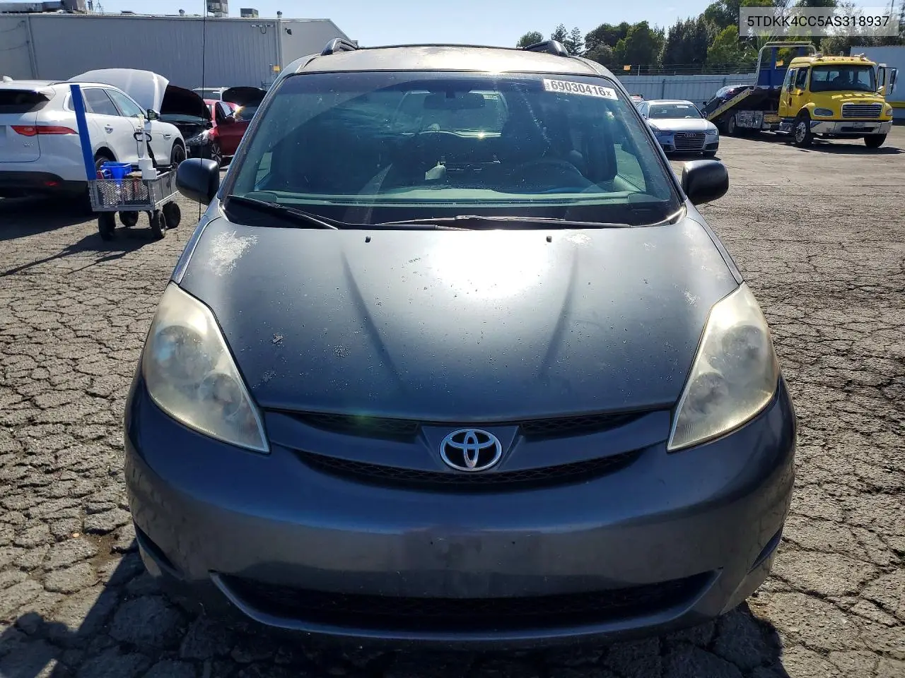 2010 TOYOTA SIENNA VIN 5TDKK4CC5AS318937 — фото 5