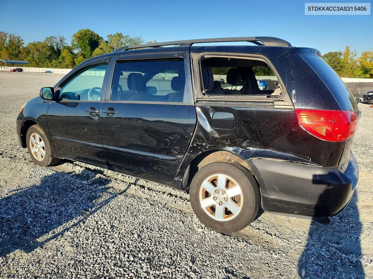 2010 TOYOTA SIENNA VIN 5TDKK4CC3AS315406 — фото 2