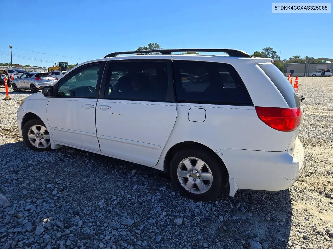 2010 TOYOTA SIENNA VIN 5TDKK4CCXAS325088 — фото 2