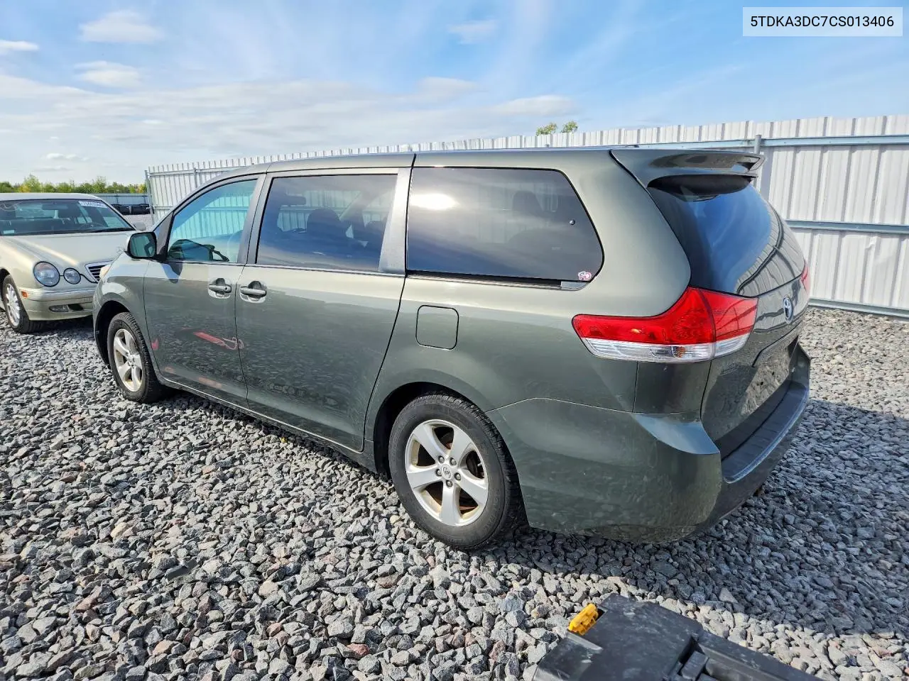 2012 TOYOTA SIENNA VIN 5TDKA3DC7CS013406 — фото 2