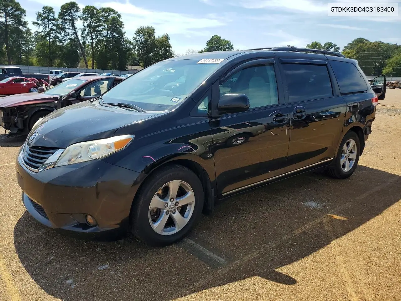 TOYOTA SIENNA 2012, VIN 5TDKK3DC4CS183400